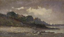 Untitled (shoreline with sailboats and roof), 1893. Creator: Edward Mitchell Bannister