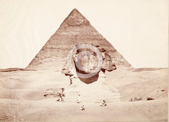 Untitled (Sphinx and Pyramid), c.1860. Creator: Felice Beato.