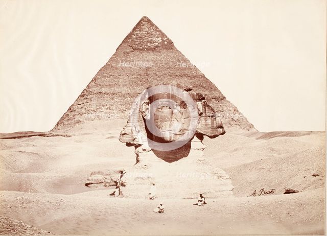 Untitled (Sphinx and Pyramid), c.1860. Creator: Felice Beato.