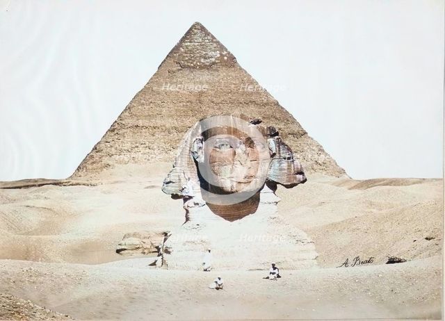 Untitled (Sphinx and Pyramid), c.1860. Creator: Felice Beato.