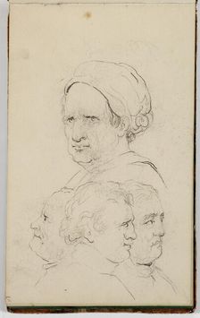 (Untitled, study of a man's head from four viewpoints), between 1820 and 1848. Creator: Thomas Cole