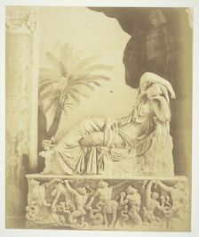Untitled (Statue of Woman Reclining Atop a Sarcophagus), c. 1857. Creator: Robert MacPherson