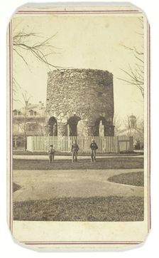 Untitled (stone turret with boys), 1850-1880s. Creator: Joshua Appleby Williams