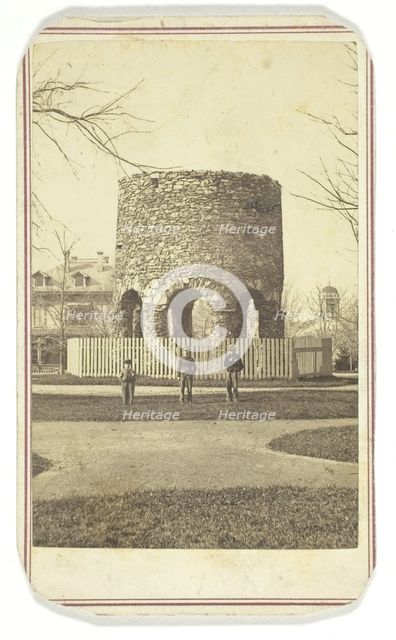 Untitled (stone turret with boys), 1850-1880s.  Creator: Joshua Appleby Williams.