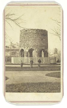 Untitled (stone turret with boys), 1850-1880s. Creator: Joshua Appleby Williams