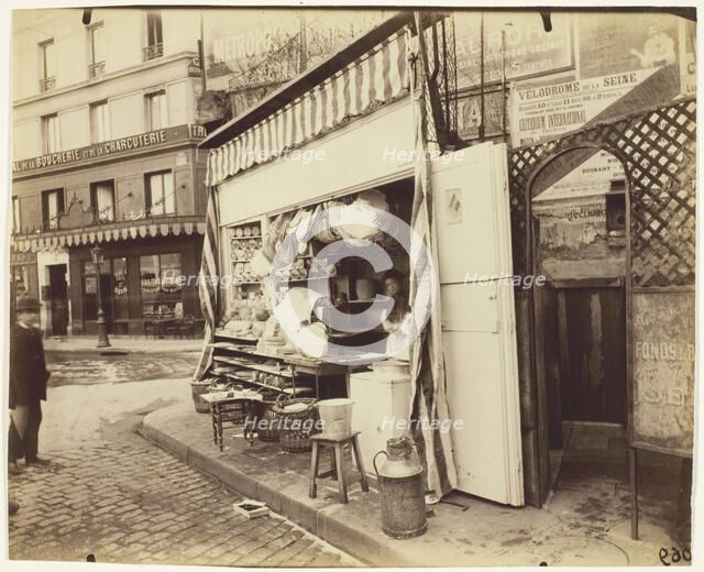 Untitled [street scene with cheese shop], 1898. Creator: Eugene Atget.