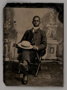 Untitled (Portait of a Seated Man Holding a Hat), 1875. Creator: Unknown