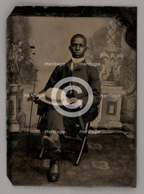 Untitled (Portait of a Seated Man Holding a Hat), 1875. Creator: Unknown.