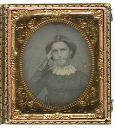 Untitled [portrait of a woman with lace glove and collar], 1839/60. Creator: Unknown