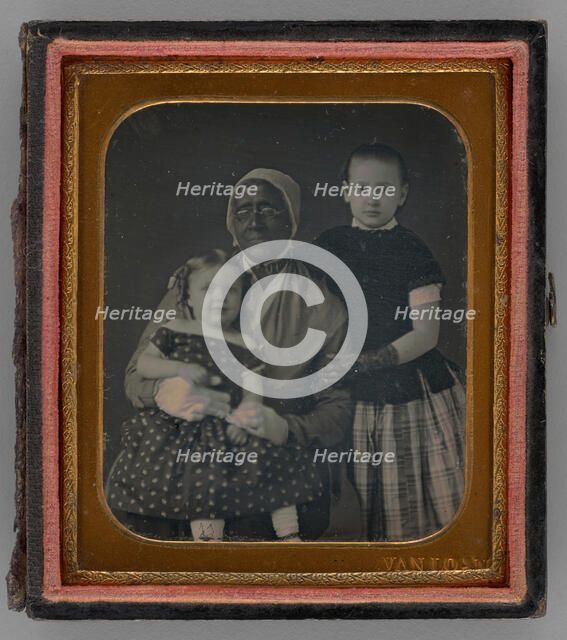 Untitled (Portrait of a Woman with Two Children), 1850s. Creator: Samuel Van Loan.