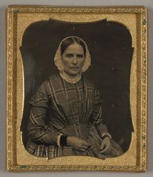Untitled [portrait of a woman in a plaid dress], 1839/60. Creator: Unknown