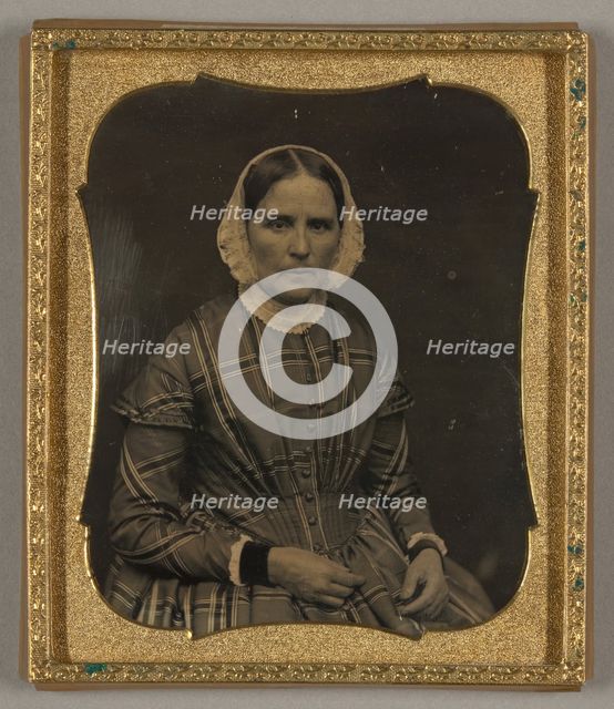 Untitled [portrait of a woman in a plaid dress], 1839/60.  Creator: Unknown.
