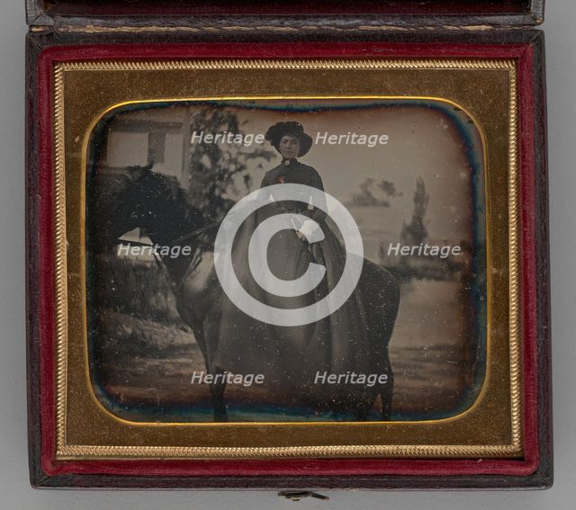 Untitled (Portrait of a Woman on a Horse), 1850. Creator: Unknown.
