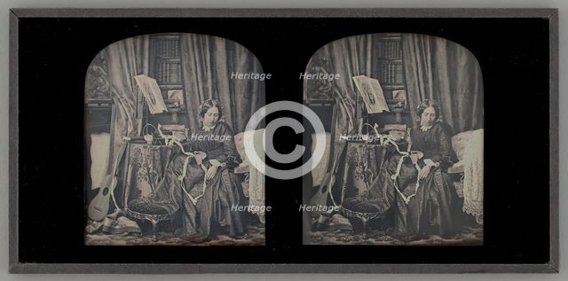 Untitled (Portrait of a Woman Sewing), 1850. Creator: Thomas Richard Williams.