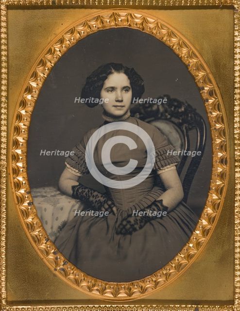 Untitled [portrait of a young woman in lace gloves], 1839/60.  Creator: Unknown.