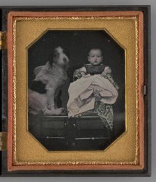 Untitled (Portrait of a Baby and Dog), 1858. Creator: Unknown