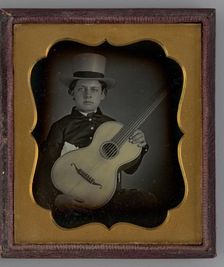 Untitled (Portrait of a Boy Holding a Guitar), 1848. Creator: Unknown