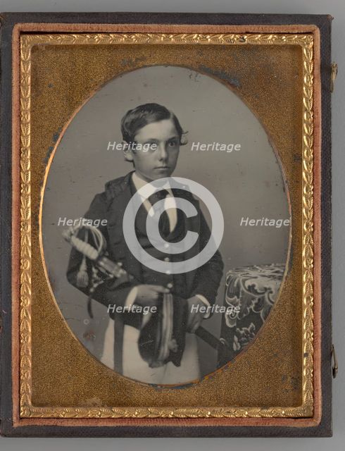 Untitled (Portrait of a Boy Holding a Sword), 1859. Creator: Unknown.