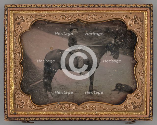 Untitled (Portrait of a Boy on a Horse), 1855. Creator: Unknown.