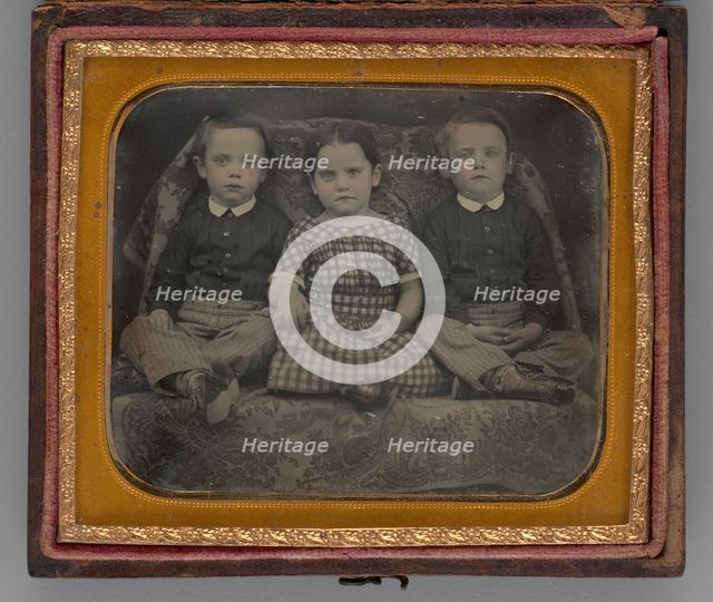 Untitled (Portrait of a Girl and Two Boys), 1858. Creator: Unknown.