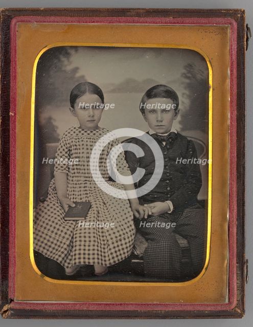 Untitled (Portrait of a Girl and a Boy), 1847. Creator: Samuel Broadbent.