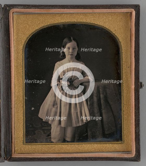 Untitled (Portrait of a Girl Holding Flowers), 1847. Creator: Unknown.