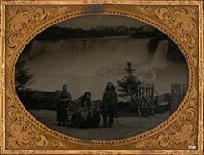Untitled (Portrait of a Man and two Women in Front of Niagara Falls), 1870. Creator: Unknown