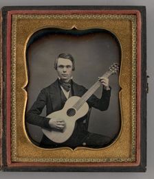Untitled (Portrait of a Man Holding a Guitar), 1855. Creator: Unknown