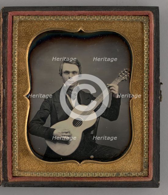 Untitled (Portrait of a Man Holding a Guitar), 1855. Creator: Unknown.