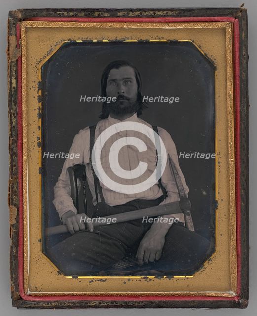Untitled (Portrait of a Man Holding a Pick-Axe), 1851. Creator: Unknown.
