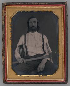 Untitled (Portrait of a Man Holding a Pick-Axe), 1851. Creator: Unknown