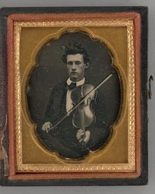 Untitled (Portrait of a Man Holding a Violin), 1858. Creator: Unknown