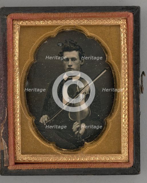 Untitled (Portrait of a Man Holding a Violin), 1858. Creator: Unknown.