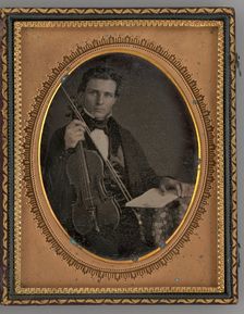 Untitled (Portrait of a Man Holding a Violin and Bow), 1853. Creator: J. P. Lusenring