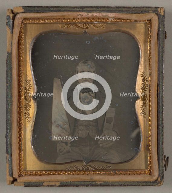 Untitled [portrait of a man holding carpentry tools], 1839/99.  Creator: Unknown.
