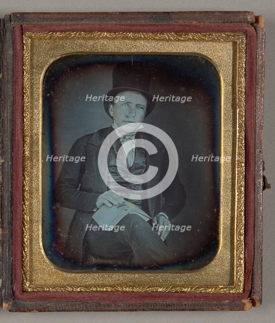 Untitled [portrait of a man in a top hat], 1853.  Creator: Unknown.