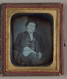 Untitled [portrait of a man in a top hat], 1853. Creator: Unknown