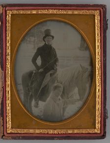 Untitled (Portrait of a Man on a Horse), 1865. Creator: Unknown