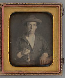 Untitled (Portrait of a Man Smoking a Pipe), 1853. Creator: Unknown