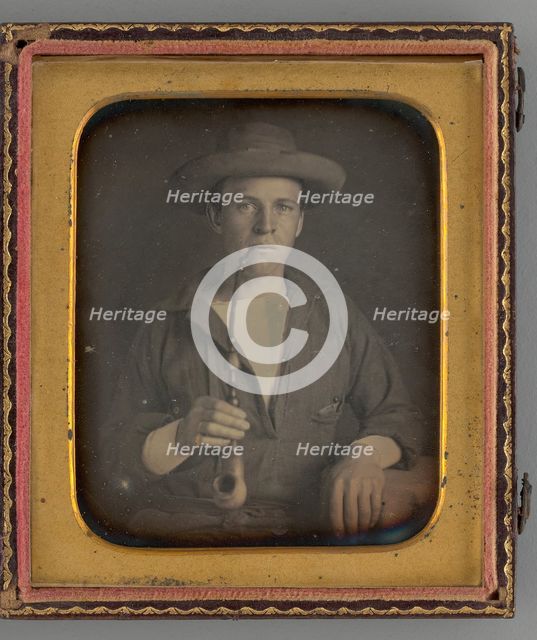Untitled (Portrait of a Man Smoking a Pipe), 1853. Creator: Unknown.