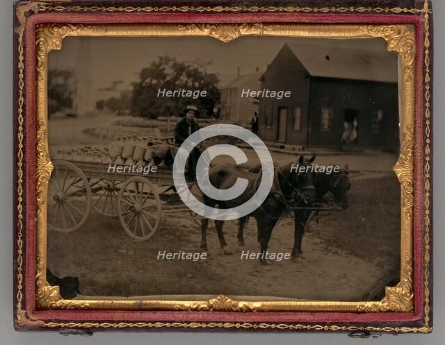Untitled (Portrait of a Man Seated on top of a Horse-Drawn Carriage), 1859. Creator: Unknown.