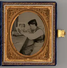 Untitled (Portrait of a Man Painting), 1865. Creator: Unknown