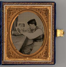 Untitled (Portrait of a Man Painting), 1865. Creator: Unknown
