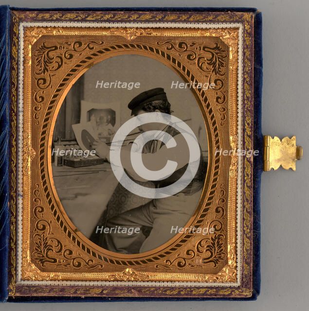 Untitled (Portrait of a Man Painting), 1865. Creator: Unknown.