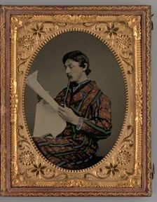 Untitled (Portrait of a Man Reading with Smoking Coat and Pipe), 1865. Creator: Unknown