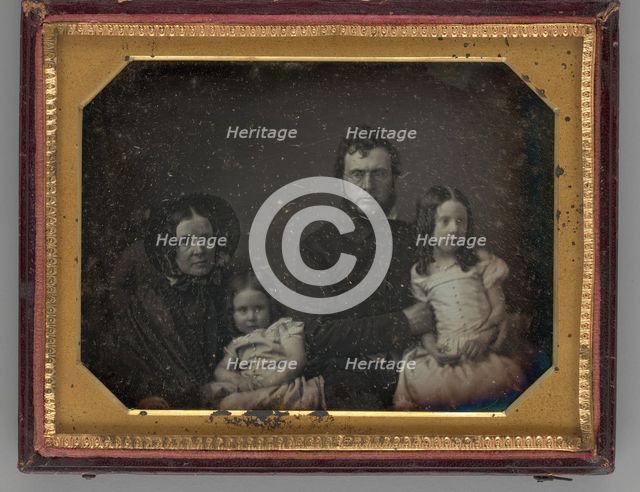 Untitled (Portrait of a Man, Woman and Two Girls), 1847. Creator: Unknown.