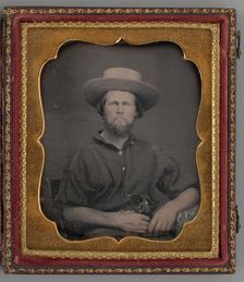 Untitled (Portrait of a Man Wearing a Straw Hat), 1854. Creator: Unknown