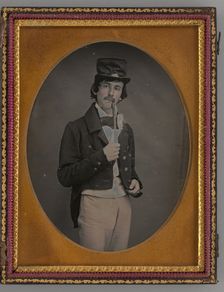 Untitled (Portrait of a Man with a Pipe), 1855. Creator: Unknown