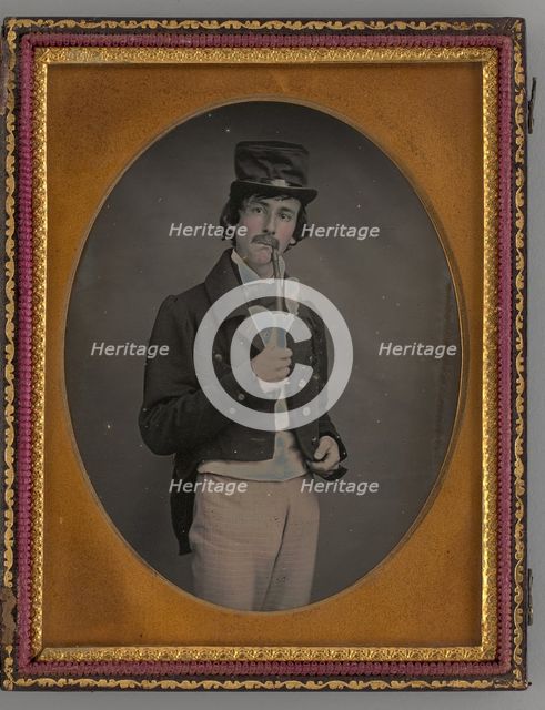 Untitled (Portrait of a Man with a Pipe), 1855. Creator: Unknown.