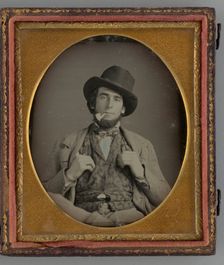 Untitled (Portrait of a Man with Hat and Pipe), 1853. Creator: Unknown